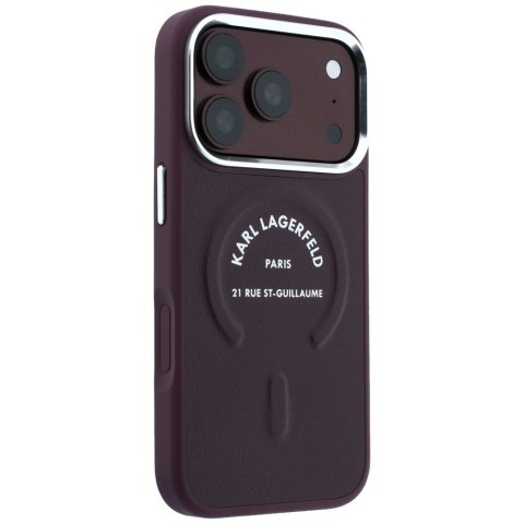 Etui Karl Lagerfeld Embossed Open Ring RSG Logo MagSafe do iPhone 18 Pro Max / 17 Pro Max burgundowy