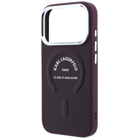 Etui Karl Lagerfeld Embossed Open Ring RSG Logo MagSafe do iPhone 18 Pro Max / 17 Pro Max burgundowy