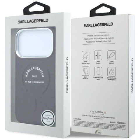 Etui Karl Lagerfeld Embossed Open Ring RSG Logo MagSafe do iPhone 18 Pro Max / 17 Pro Max burgundowy