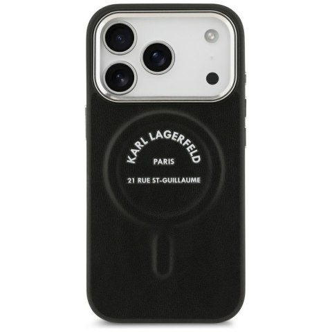 Etui Karl Lagerfeld Embossed Open Ring RSG Logo MagSafe do iPhone 18 Pro Max / 17 Pro Max czarny