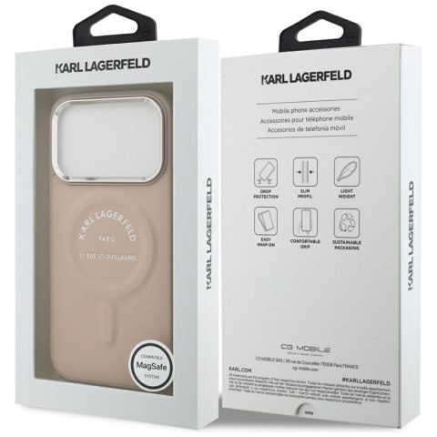 Etui Karl Lagerfeld Embossed Open Ring RSG Logo MagSafe do iPhone 18 Pro Max / 17 Pro Max różowy