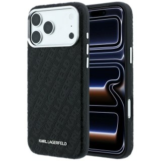 Etui Karl Lagerfeld Grained Allover Logo Metal Elongated MagSafe do iPhone 18 Pro Max / 17 Pro Max czarny