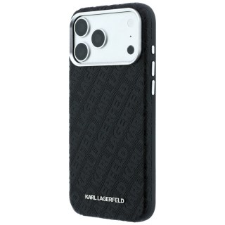 Etui Karl Lagerfeld Grained Allover Logo Metal Elongated MagSafe do iPhone 18 Pro Max / 17 Pro Max czarny
