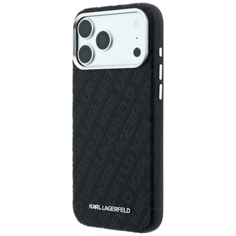 Etui Karl Lagerfeld Grained Allover Logo Metal Elongated MagSafe do iPhone 18 Pro Max / 17 Pro Max czarny