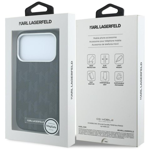 Etui Karl Lagerfeld Grained Mono Resin Logo MagSafe do iPhone 18 Pro / 17 Pro Max / 17 Pro Max czarny