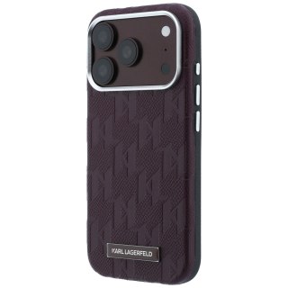 Etui Karl Lagerfeld Grained Mono Resin Logo MagSafe do iPhone 18 Pro / 17 Pro burgundowy