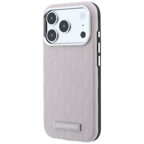 Etui Karl Lagerfeld Grained Mono Resin Logo MagSafe do iPhone 18 Pro / 17 Pro różowy