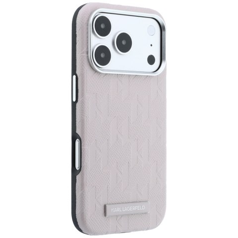 Etui Karl Lagerfeld Grained Mono Resin Logo MagSafe do iPhone 18 Pro / 17 Pro różowy