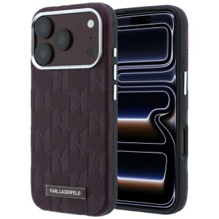 Etui Karl Lagerfeld Grained Mono Resin Logo MagSafe do iPhone 18 Pro Max / 17 Pro Max burgundowy