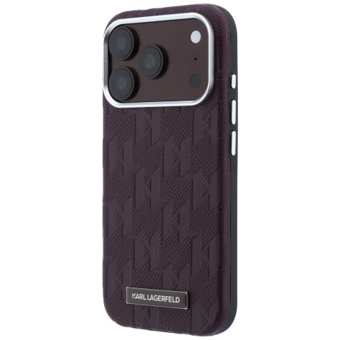 Etui Karl Lagerfeld Grained Mono Resin Logo MagSafe do iPhone 18 Pro Max / 17 Pro Max burgundowy