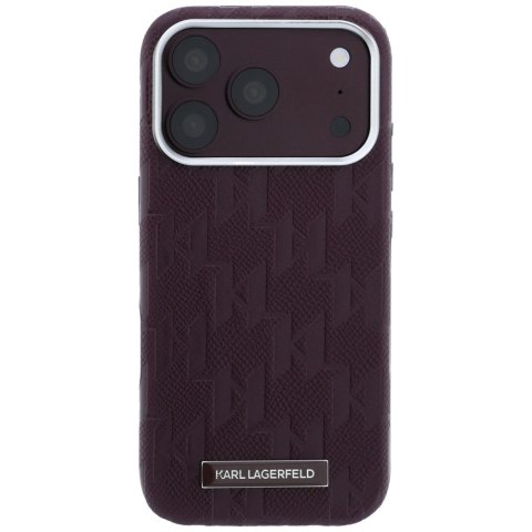 Etui Karl Lagerfeld Grained Mono Resin Logo MagSafe do iPhone 18 Pro Max / 17 Pro Max burgundowy