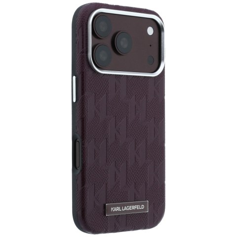 Etui Karl Lagerfeld Grained Mono Resin Logo MagSafe do iPhone 18 Pro Max / 17 Pro Max burgundowy