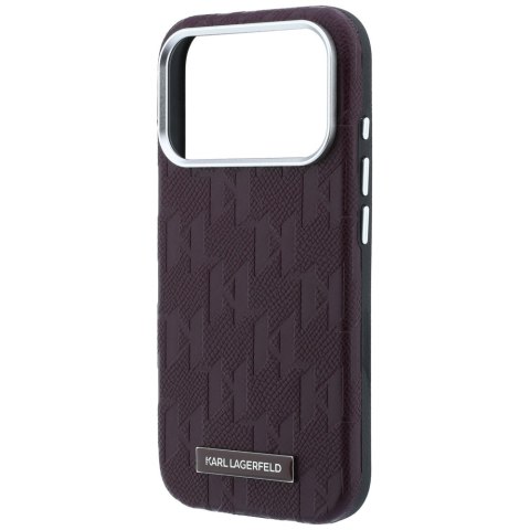 Etui Karl Lagerfeld Grained Mono Resin Logo MagSafe do iPhone 18 Pro Max / 17 Pro Max burgundowy