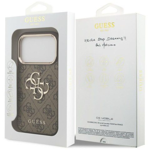 Guess nakładka 4G Big 4G Classic Logo do iPhone 18 Pro / iPhone 17 Pro brązowa
