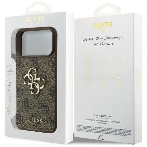Guess nakładka 4G Big Logo do iPhone 18 Pro Max / iPhone 17 Pro Max brązowa