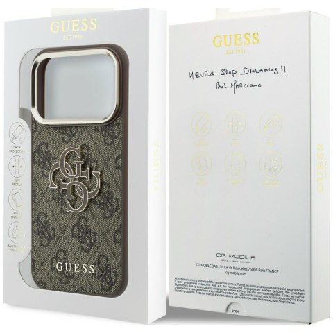 Guess nakładka 4G & Big Resin Logo do iPhone 18 Pro / iPhone 17 Pro brązowa