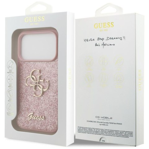 Guess nakładka Fixed Glitter Big 4G do iPhone 18 Pro / iPhone 17 Pro różowa