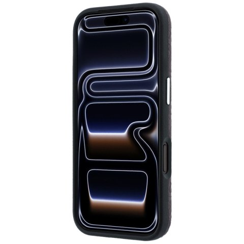Etui Karl Lagerfeld Grained Allover Logo Metal Elongated MagSafe do iPhone 18 Pro / 17 Pro burgundowy
