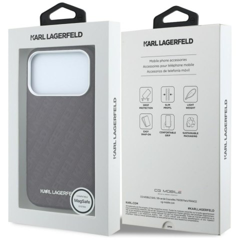 Etui Karl Lagerfeld Grained Allover Logo Metal Elongated MagSafe do iPhone 18 Pro Max / 17 Pro Max burgundowy