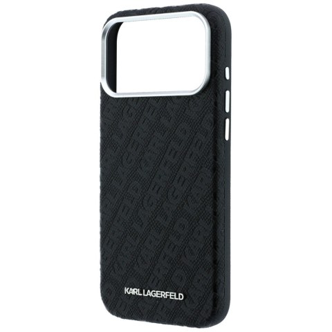 Etui Karl Lagerfeld Grained Allover Logo Metal Elongated MagSafe do iPhone 18 Pro Max / 17 Pro Max czarny
