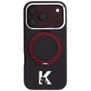 Etui Karl Lagerfeld IML Ring Stand 360 Kameo Metal MagSafe do iPhone 18 Pro / 17 Pro burgundowy