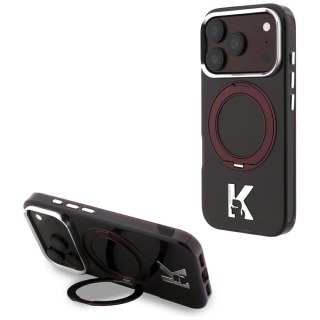Etui Karl Lagerfeld IML Ring Stand 360 Kameo Metal MagSafe do iPhone 18 Pro / 17 Pro burgundowy