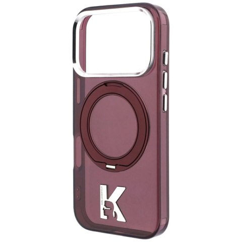 Etui Karl Lagerfeld IML Ring Stand 360 Kameo Metal MagSafe do iPhone 18 Pro / 17 Pro burgundowy