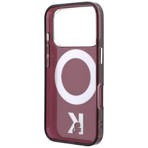 Etui Karl Lagerfeld IML Ring Stand 360 Kameo Metal MagSafe do iPhone 18 Pro / 17 Pro burgundowy