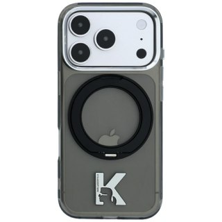 Etui Karl Lagerfeld IML Ring Stand 360 Kameo Metal MagSafe do iPhone 18 Pro / 17 Pro czarny