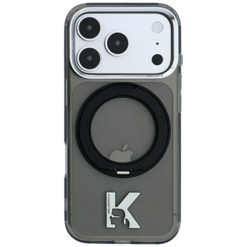 Etui Karl Lagerfeld IML Ring Stand 360 Kameo Metal MagSafe do iPhone 18 Pro / 17 Pro czarny