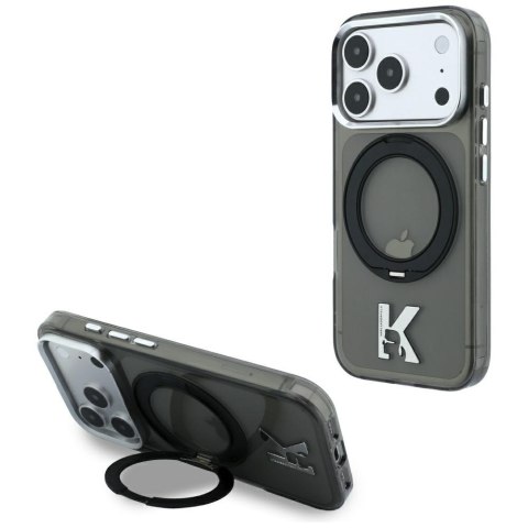 Etui Karl Lagerfeld IML Ring Stand 360 Kameo Metal MagSafe do iPhone 18 Pro / 17 Pro czarny