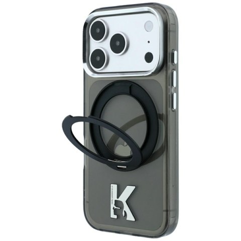 Etui Karl Lagerfeld IML Ring Stand 360 Kameo Metal MagSafe do iPhone 18 Pro / 17 Pro czarny