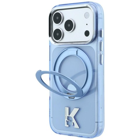 Etui Karl Lagerfeld IML Ring Stand 360 Kameo Metal MagSafe do iPhone 18 Pro / 17 Pro niebieski