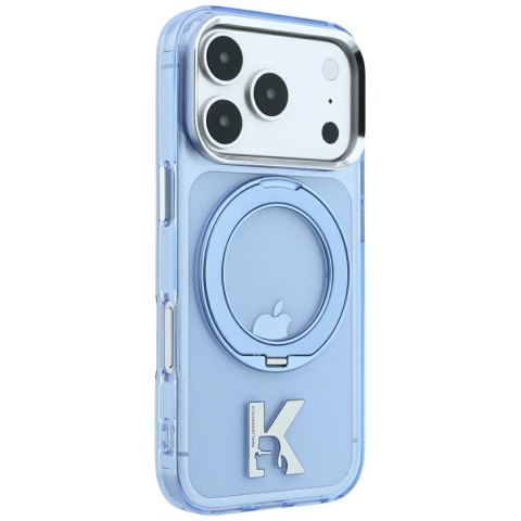 Etui Karl Lagerfeld IML Ring Stand 360 Kameo Metal MagSafe do iPhone 18 Pro / 17 Pro niebieski