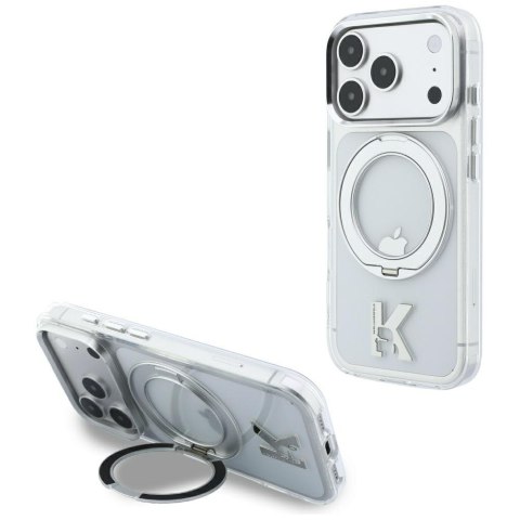 Etui Karl Lagerfeld IML Ring Stand 360 Kameo Metal MagSafe do iPhone 18 Pro / 17 Pro przezroczysty