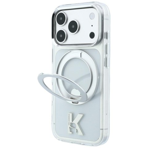 Etui Karl Lagerfeld IML Ring Stand 360 Kameo Metal MagSafe do iPhone 18 Pro / 17 Pro przezroczysty