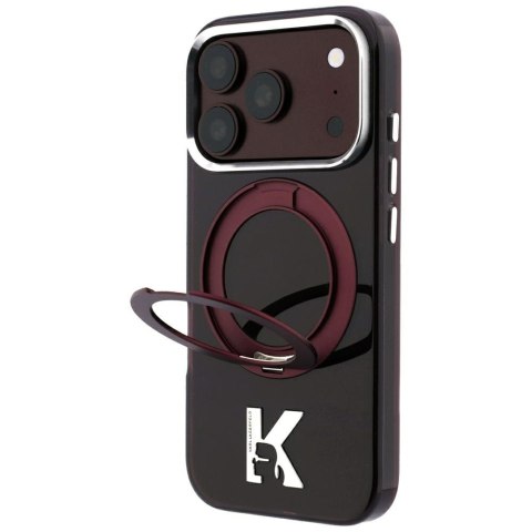 Etui Karl Lagerfeld IML Ring Stand 360 Kameo Metal MagSafe do iPhone 18 Pro Max / 17 Pro Max burgundowy
