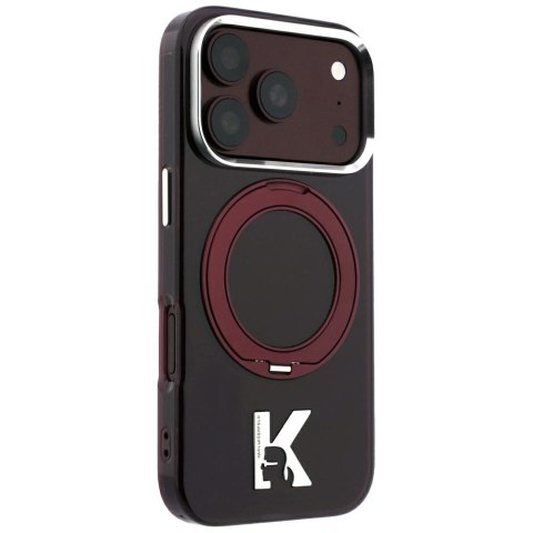 Etui Karl Lagerfeld IML Ring Stand 360 Kameo Metal MagSafe do iPhone 18 Pro Max / 17 Pro Max burgundowy