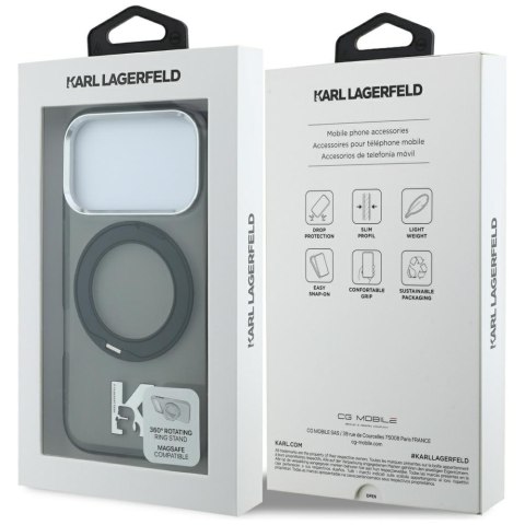 Etui Karl Lagerfeld IML Ring Stand 360 Kameo Metal MagSafe do iPhone 18 Pro Max / 17 Pro Max czarny