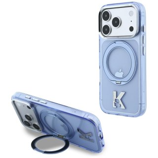 Etui Karl Lagerfeld IML Ring Stand 360 Kameo Metal MagSafe do iPhone 18 Pro Max / 17 Pro Max niebieski