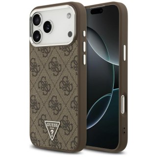Etui Guess 4G Triangle Logo MagSafe do iPhone 18 Pro Max / 17 Pro Max brązowy srebrny