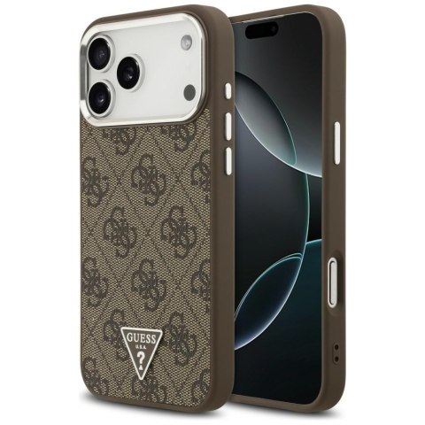 Etui Guess 4G Triangle Logo MagSafe do iPhone 18 Pro Max / 17 Pro Max brązowy srebrny