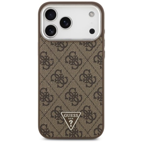 Etui Guess 4G Triangle Logo MagSafe do iPhone 18 Pro Max / 17 Pro Max brązowy srebrny