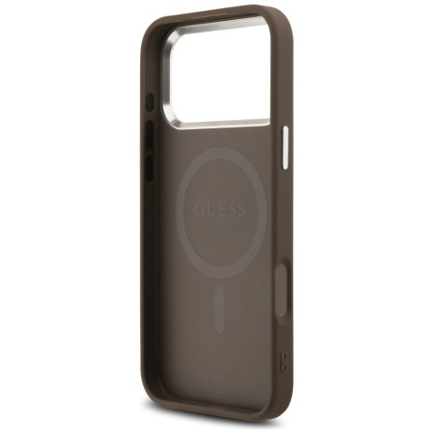 Etui Guess 4G Triangle Logo MagSafe do iPhone 18 Pro Max / 17 Pro Max brązowy srebrny
