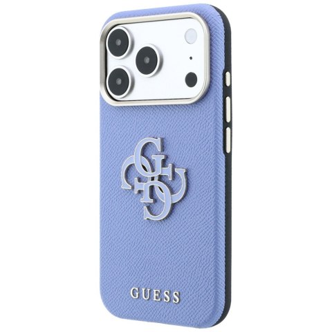 Etui Guess Grained & Big Resin Logo do iPhone 18 Pro / 17 Pro niebieski