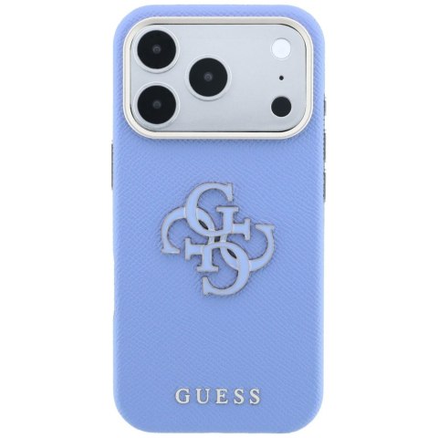 Etui Guess Grained & Big Resin Logo do iPhone 18 Pro / 17 Pro niebieski