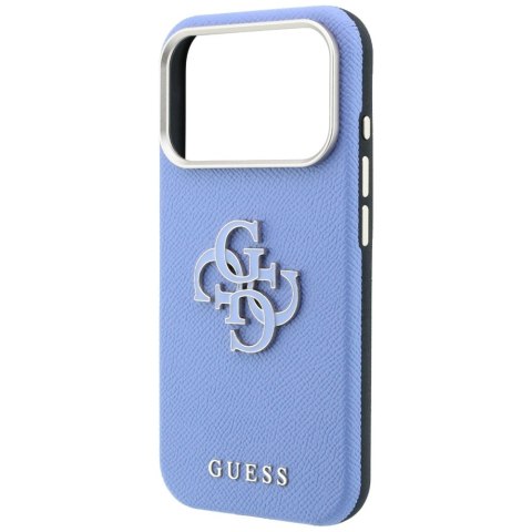 Etui Guess Grained & Big Resin Logo do iPhone 18 Pro / 17 Pro niebieski
