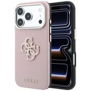 Etui Guess Grained & Big Resin Logo do iPhone 18 Pro / 17 Pro różowy