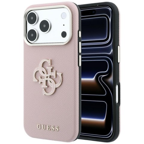 Etui Guess Grained & Big Resin Logo do iPhone 18 Pro / 17 Pro różowy