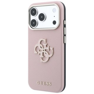 Etui Guess Grained & Big Resin Logo do iPhone 18 Pro / 17 Pro różowy